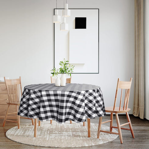 Hiasan Checkered Round Tablecloth 50 Inch - Waterproof Stain and Wrinkle Resistant Washable Fabric Table Cloth for Dining Room Party Outdoor Picni...