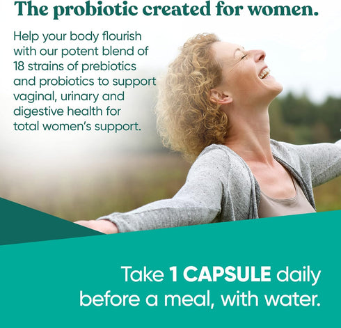 Flourish Probiotics + Prebiotics for Women – Gut and Digestion, Urinary Tract, Reduce Bloating, Vaginal Health – 18 Clinically Proven Strains, 14 ...