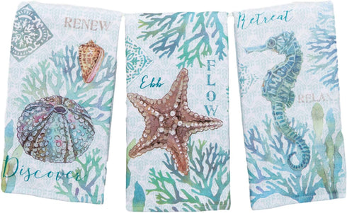 Kay Dee Designs Set of 3 Beachcomber Dual Purpose Terry Kitchen Towels...