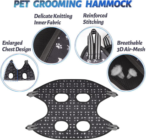 Pet Dog Cat Grooming Hammock Harness for Nail Trimming (XS 12lb), Dog Sling for Cutting Nail, Dog Hanging Holder Hanger for Clipping Nail with Nai...