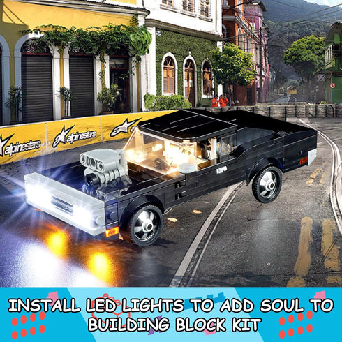 LED Light Kit for Lego 76912 Speed Champions Fast & Furious 1970 Dodge Charger R/T Set, Compatible with Lego 76912 Building Blocks Model(Not Inclu...