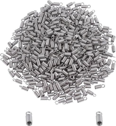 PH PandaHall 1000pcs Stainless Steel Coil Cord Ends 2.5mm Inner Diameter Mini Tube Cord Cap Tip Leather Cord Ends Caps 10mm Long Necklace Spring F...