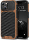TENDLIN Compatible with iPhone 15 Case Wood Grain with Carbon Fiber Texture Design Leather Hybrid Slim Case (Black)......