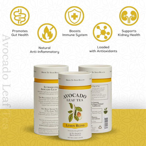 Avocado Leaf Lemon Tea Blend – Caffeine-Free | Healthy Herbal Tea | Immune Booster | Cold Brew or Hot Tea | 15 Tea Bags -30 Servings (Non-GMO)...