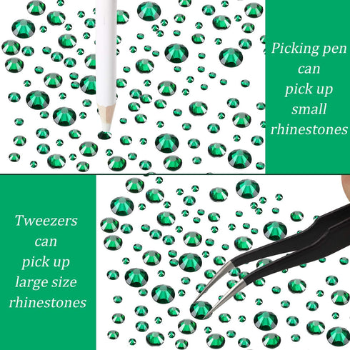 2000 Pieces Flat Back Gems Rhinestones 6 Sizes (1.5-6 Mm) Round Crystal Rhinestones with Pick up Tweezer and Rhinestones Picking Pen for Crafts Na...