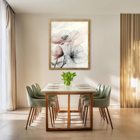 Posterizer 1 pcs-minimalist floral line drawing-pink chic poster-Floral & Botanical Art-Abstract & Modern Art-Decor for Home & Office- unframed wa...