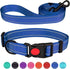 Reflective Dog Collar and Leash Set with Safety Locking Buckle Nylon Pet Collars Adjustable for Small Medium Large Dogs 3 Sizes(Navy Blue&M)...