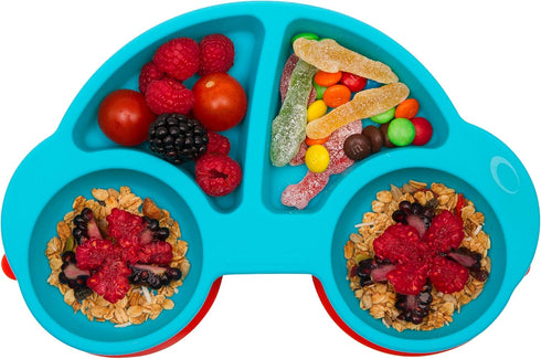 Toddler Plates, Portable Baby Plates for Toddlers, BPA-Free Strong Suction Plates for Toddlers, Dishwasher and Microwave Safe Silicone Placemat 10...