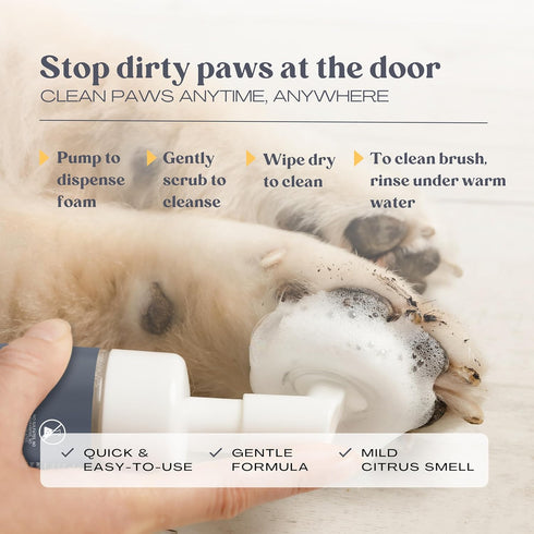 Dog Paw Cleaner - Made in USA - No-Rinse Foaming Paw Cleanser - NO Sulfates, Fragrances, Dyes - Gentle Pet Paw Cleaner for Dogs and Cats - Dandeli...