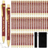 24 Pcs Funny Office Pens Bulk Pens Office Ballpoint Pens Brown Wood Bamboo Ballpoint Pens with Velvet Bags Employee Gifts for Women Men Office Cow...