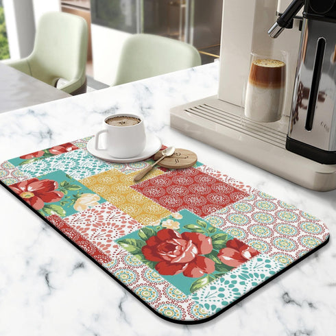 Washable Quick Dish Drying Mats Non-Slip Coffee Maker Mat For Kitchen Counter Home Coffee Bar Pad 19.5''x12'', black-1...