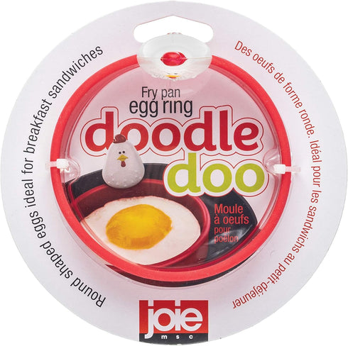 MSC International 89550 Doodle Doo, Nonstick 50666 Joie Eggy 3.5" Non-Stick Silicone Compact Egg Ring with Folding Handle, One Size, Red...