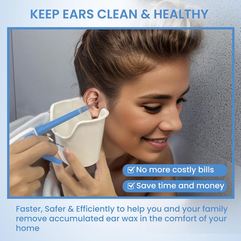 Ear Wax Removal Kit Ear Irrigation Flushing System Temperature Display, Upgraded Ear Flush Cleaner Flusher Ear Cleaning Kit, Safe Wash, Comfortabl...