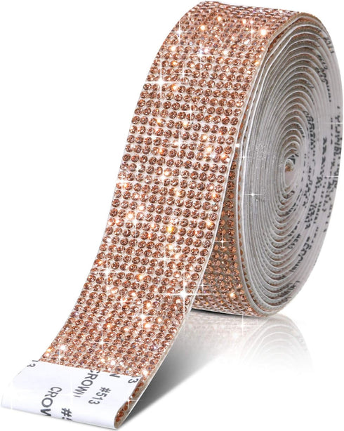Self Adhesive Rhinestone Strips Diamond Bling Crystal Ribbon Sticker Wrap for Craft Jewel Tape Roll with 2 mm Rhinestones for DIY Car Phone Christ...