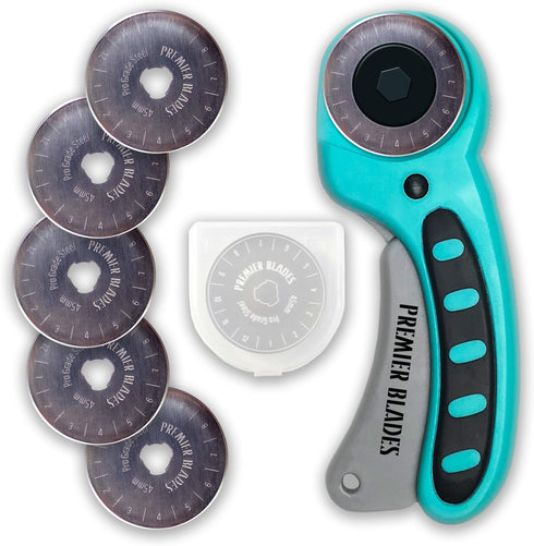 45mm Rotary Cutter Tool (5 EXTRA BLADES INCLUDED) - Quality Stainless Steel Blades - Rotary Cutter for Fabric, Paper, Leather, and More!...