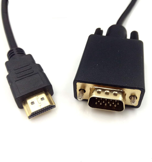 Qaoquda HDMI to VGA Cable, 6ft/1.8m Gold-Plated 1080P HDMI Male to VGA Male Video Audio Converter Adapter Cord Support Notebook PC DVD Player Lapt...