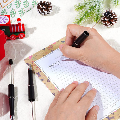 50Pcs Black Beadable Pens Plastic Bead Pen Black Ink Ballpoint Pens Diy Pens Cute Cool Pens for Journaling Students Teacher Bridal Graduation Gift...