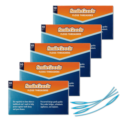 SmileGoods Dental Floss Threaders, 5 Pack of Pocket Sized Envelope of 10 Threaders, 50 Total...