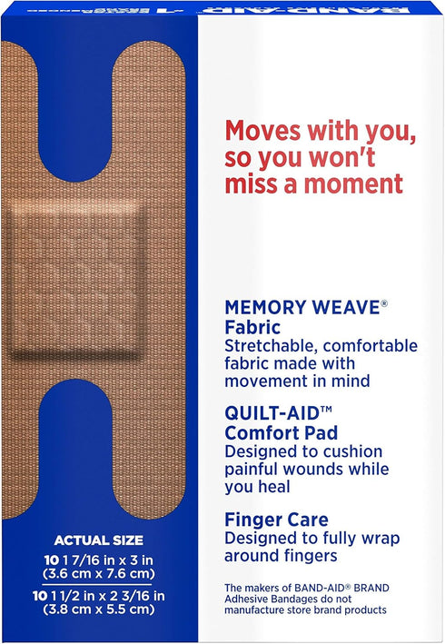 Band-Aid Brand Flexible Fabric Adhesive Bandages for Wound Care and First Aid, Finger and Knuckle, 20 ct (Pack of 6)...