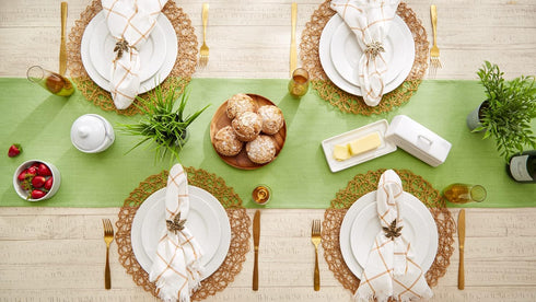 DII Everyday Collection, Fringed Solid Tabletop, Table Runner, 14x72, Green...