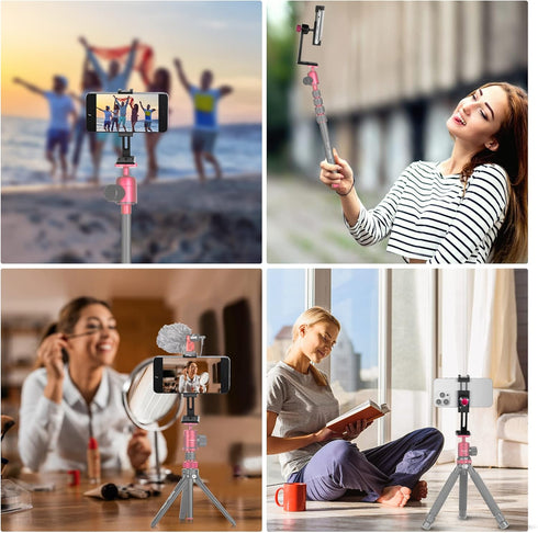 Manbily Phone Tripod Mount Adapter with Cold Shoe, Metal Aluminum Smartphone Tripod Holder 360° Cell Phone Clip for iPhone Samsung Video Live Vlog...