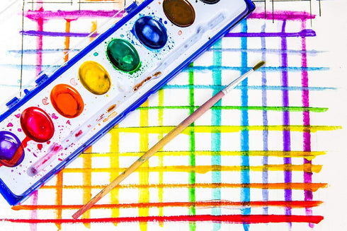 Color Swell Bulk 8 Color Watercolors with Wood Brushes - 4 Packs...