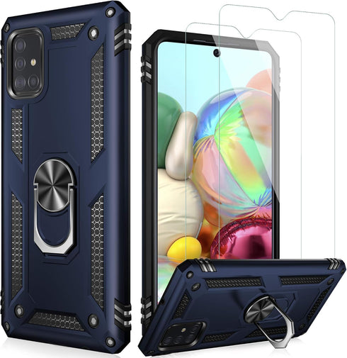 LUMARKE for Galaxy A51 4G Case with Screen Protector,Pass 16ft. Drop Tested Military Grade Protective Phone Cover with Magnetic Ring Kickstand Com...