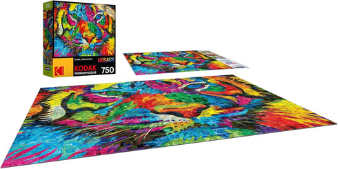 RoseArt - Kodak Premium Mosaics - Rainbow Tiger - 750 Piece Jigsaw Puzzle for Adults...