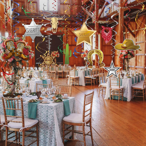 Western Party Decorations Pack Hanging Swirls Foil Swirls Party Ceiling Decorations Western Cowboy Theme Party Barnyard Theme Birthday Baby Shower...