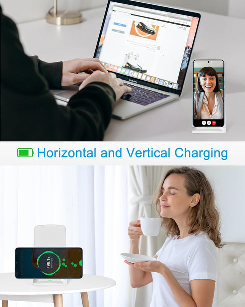 2-Pack Wireless Phone Charger Stand for Android & iPhone - 15W Fast Qi Charging Station for Google Pixel 3 4 XL 5 6 7 8 Pro Samsung Galaxy S25 S24...
