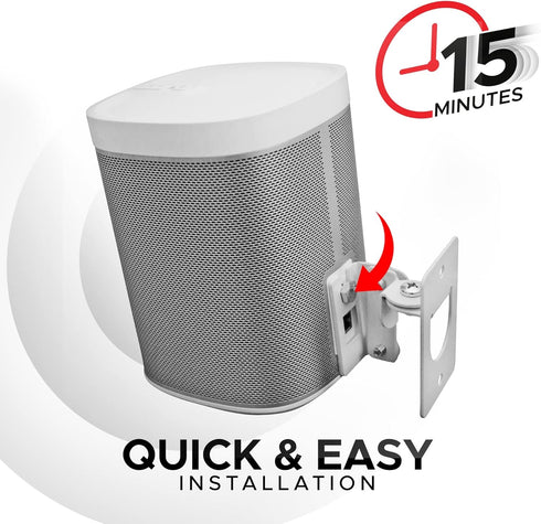 Play 1 Wall Mount, White, Compatible with Sonos Play:1 Only, Adjustable Swivel & Tilt Mechanism, Mounting Bracket Includes All Fixings......