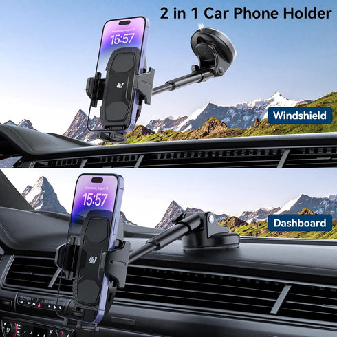 HHJ Phone Holders for Your Car,2-in-1 Car Phone Holder Mount, Car Dashboard Windshield Air Vent Hands-Free Car Phone Holders for iPhone All Phones...