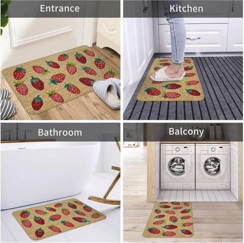 Welcome Mats for Front Door Outdoor Entry Strawberries Doormat Housewarming Wedding Gift Funny Mat Doormat Non Slip Mat for Home Indoor Rugs Patio...