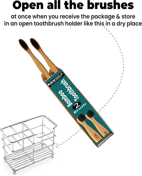 Bamboo Toothbrush Soft Bristles with Medium Bristles for Adults (2 Toothbrushes)...