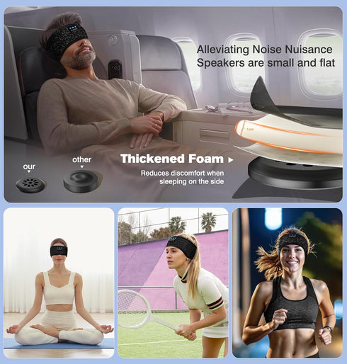 Bluetooth Headphones Headband,Reflective Black Headband Headphones Wireless,High Visibility Bluetooth 5.4 Over Ear Headphones Cooling Headband for...