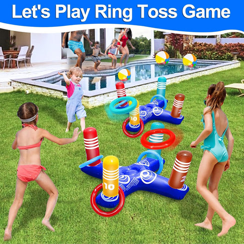 2 Pack Pool Toys Game Set with 8 Rings Pool Games for Kids Adult Inflatable Pool Ring Toss Pool Toys for Kids Teen Multiplayer Floating Swimming P...