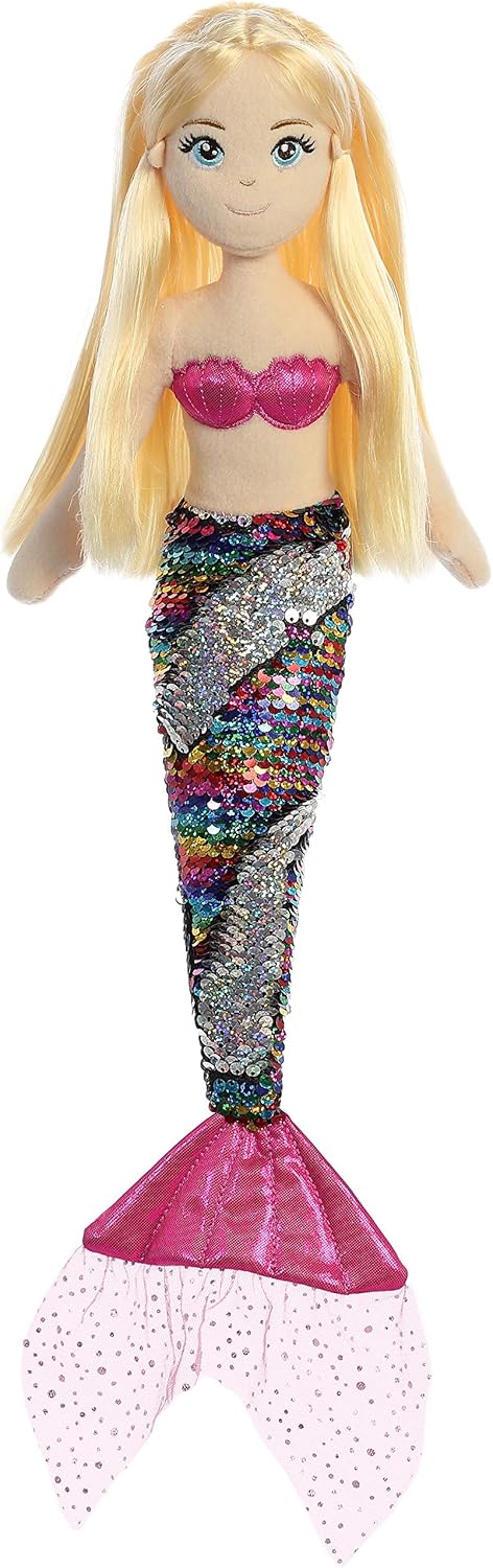 Aurora® Enchanting Sea Sparkles™ Sequin Sparkles™ Isla Stuffed Doll - Imaginative Play - Magical Companions - Multicolor 18 Inches...