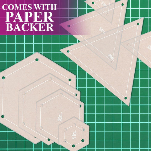 Quilting Acrylic Template Set | Precision Tools for Quilting Enthusiasts | Hexagon & Triangle Design | Includes Sizes 4", 3", 2", 1" | 1/8 Clear A...