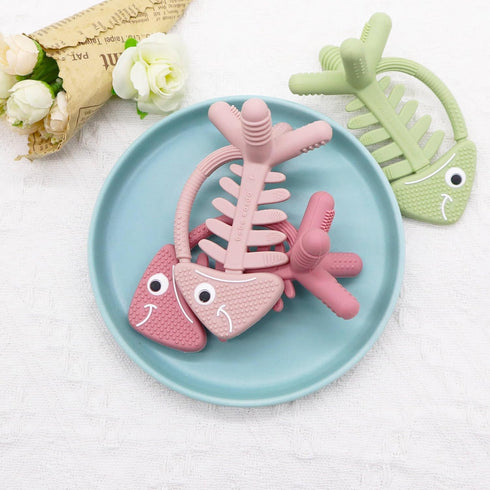 3D Fish Teething Toys for Babies 0-6 Months Baby Teether Ring 100% Silicone, Infant Newborn Toys for Teething Relief, Brain Development for Babies...