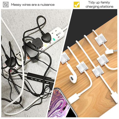 50 Pcs Cable Management Under Desk, Xuuza Adhesive Cable Clips Cord Keeper Organizers for Phone Chargers, Computer Mouse Cables, Lightning Chargin...