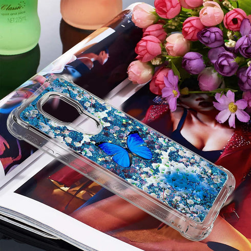 for Moto G Play 2021 Case with Tempered Glass Screen Protector,Glitter Bling Floating Liquid Sparkle Girls Women Cute Soft TPU Protective Phone Ca...