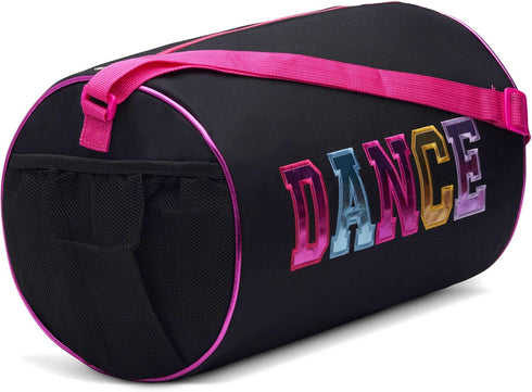 Dance Duffle Bag for Girls, Water-resistant Kids Travel Bag with Adjustable Carry On and Handy Pouch, Dance Accessories For Girls -Black One Size...
