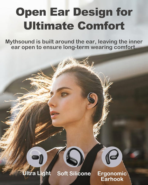 Open Ear Headphones, Bluetooth 5.3 Wireless Earbuds with Earhooks, 75 Hours Playtime, Fast Charging, Sweat Resistant, Digital Display Charging Cas...