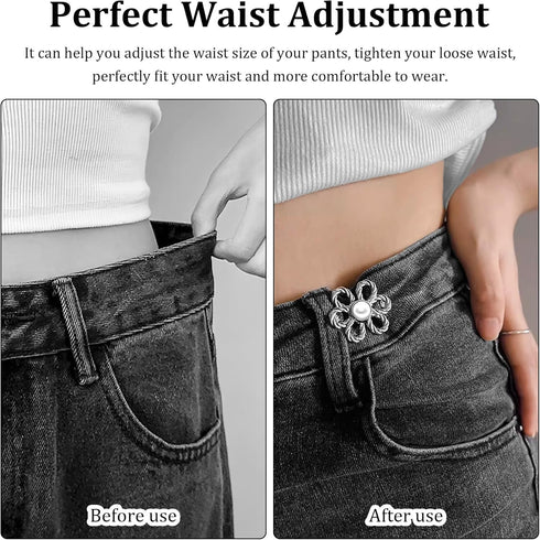 8 Sets Pant Waist Tightener,Adjustable Detachable Decorative Waist Buckles, Jeans Buttons for Loose Jeans,Crystal Pants Clips for Waist (Gold)...
