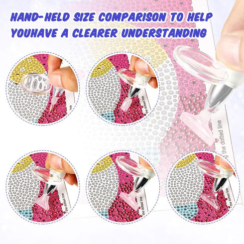 Chuangdi 2 Pcs Diamond Painting Art Drill Pen with Light Diamond Painting Accessories and Tools 12 Pen Heads 2 Anti-Slip Mats 2 Wax Organizer Case...
