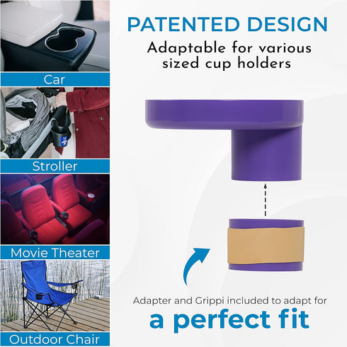 Travel Tray Round, USA Made Easily Convert Your existing Cup Holder to a Tray and Cup Holder for use in a Car Seat, Booster, Stroller, Golf Cart a...
