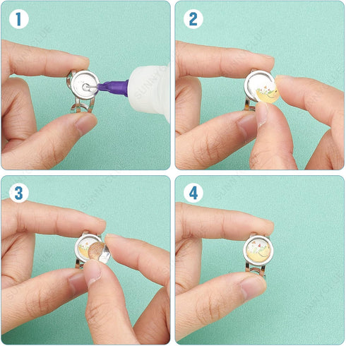 SUNNYCLUE 40Pcs DIY 20 Sets Ring Blanks Adjustable Ring Base Blank Stainless Steel Ring Bezels Round Glass Cabochons Finger Ring Cabochon Settings...