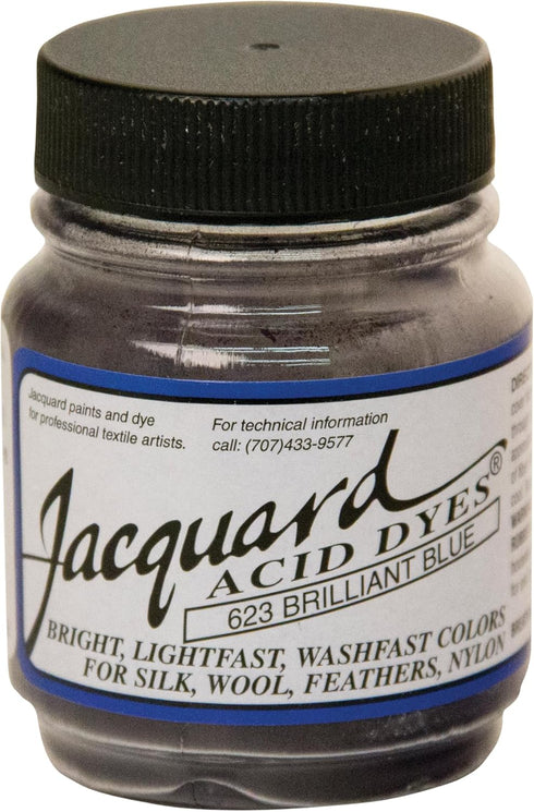 Jacquard Acid Dye 1/2oz Jar Brilliant Blue - Acid Dye for Wool, Silk, Alpaca, Feathers, Cosplay Wigs and Nylon - Powder Wool Dye for Full Coverage...