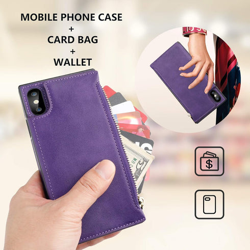 Bocasal Wallet Case for iPhone Xs Max with 3 Card Slots Cash Holder Zipper Design Premium PU Leather Sturdy Magnetic Closure 6.5 Inch(Purple)...