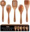 5 PCS Wooden Spoons for Cooking Natural Teak Kitchen Utensils Smooth Non-Stick Surface Cooking Utensils Set Soft Comfort-Grip Wooden Utensils for ...